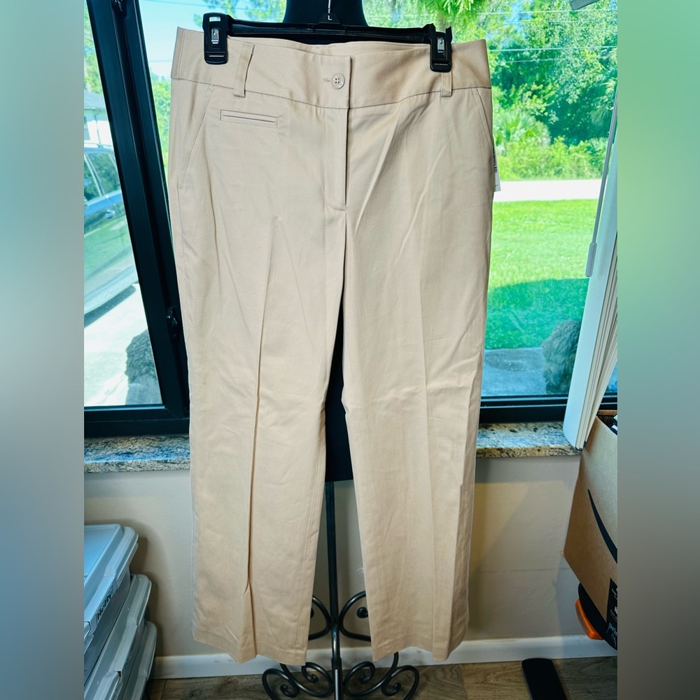 Rafaella Studio Cotton Blend Beige Dress Up Career Pants Size 8 NEW